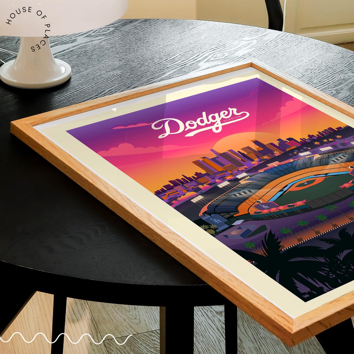 Dodger Stadium Sunset Los Angeles Baseball Field Retro Art Poster - Image 3