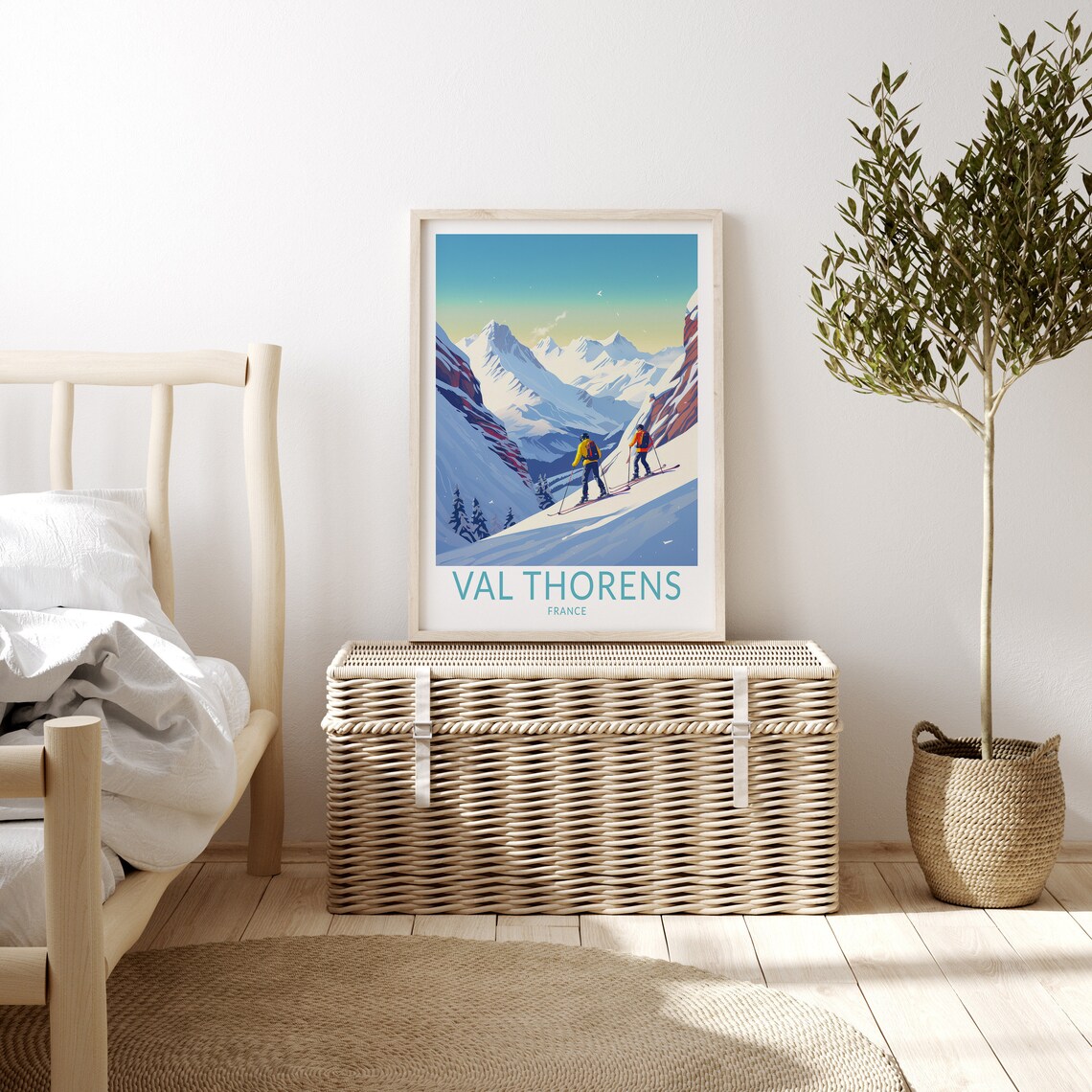 Val Thorens France Alpine Skiers Powder Slopes Travel Poster - Image 3