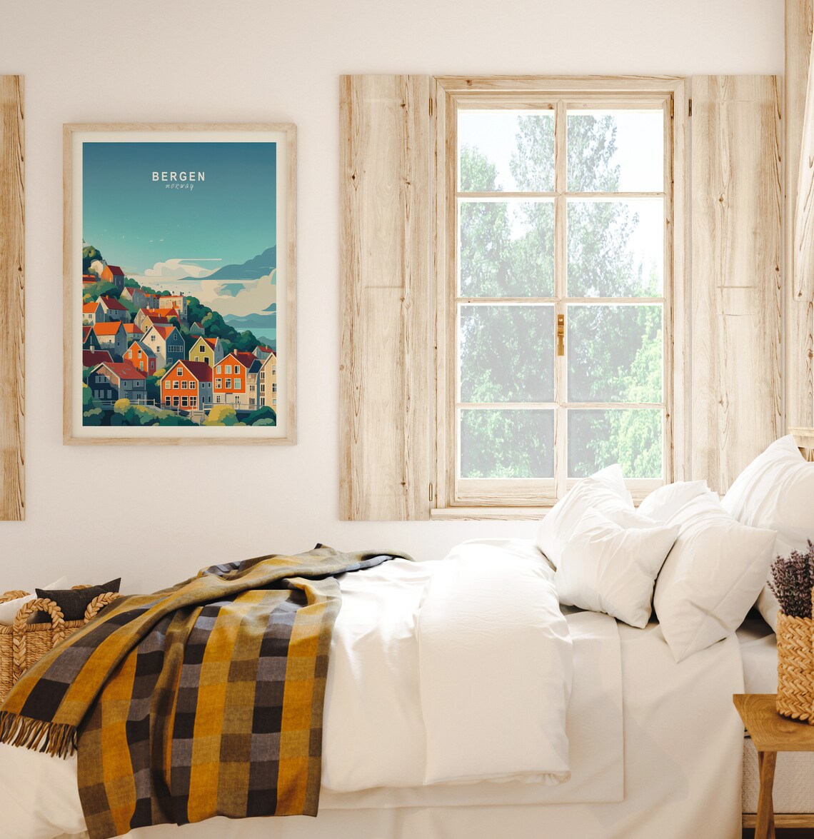Bergen Norway Colorful Hillside Wooden Houses Travel Art Poster - Image 2