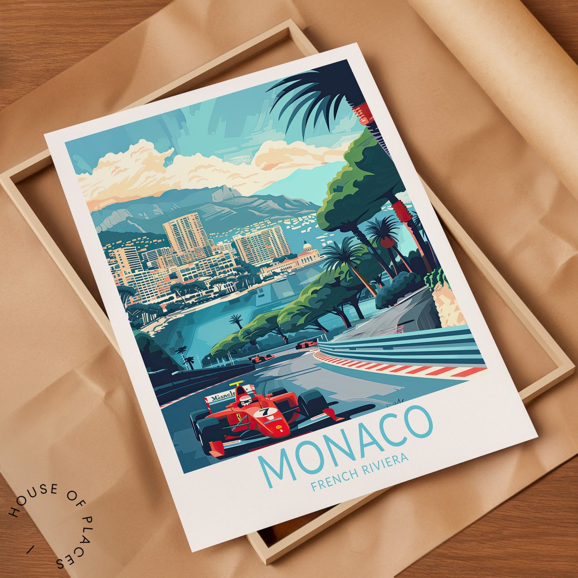 Monaco French Riviera Formula One Race Retro Travel Art Poster - Image 2