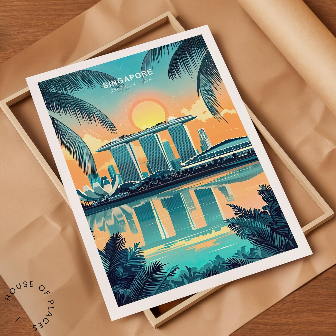 Singapore Southeast Asia Travel Poster, Marina Bay Sands - Image 2