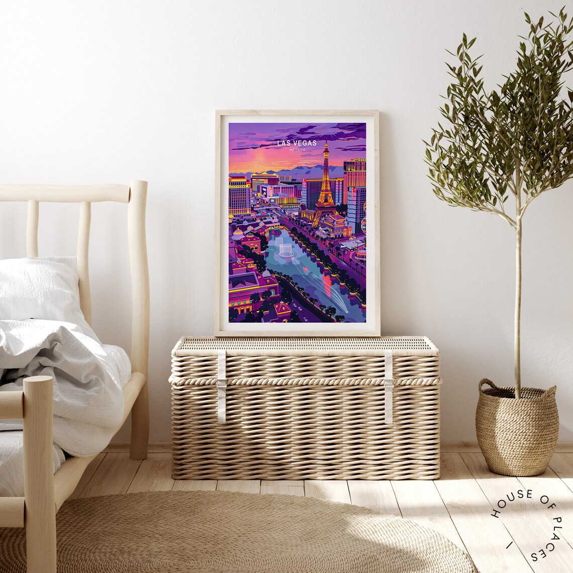 Las Vegas Nevada Neon Strip City Skyline Sunset Travel Poster - Image 3