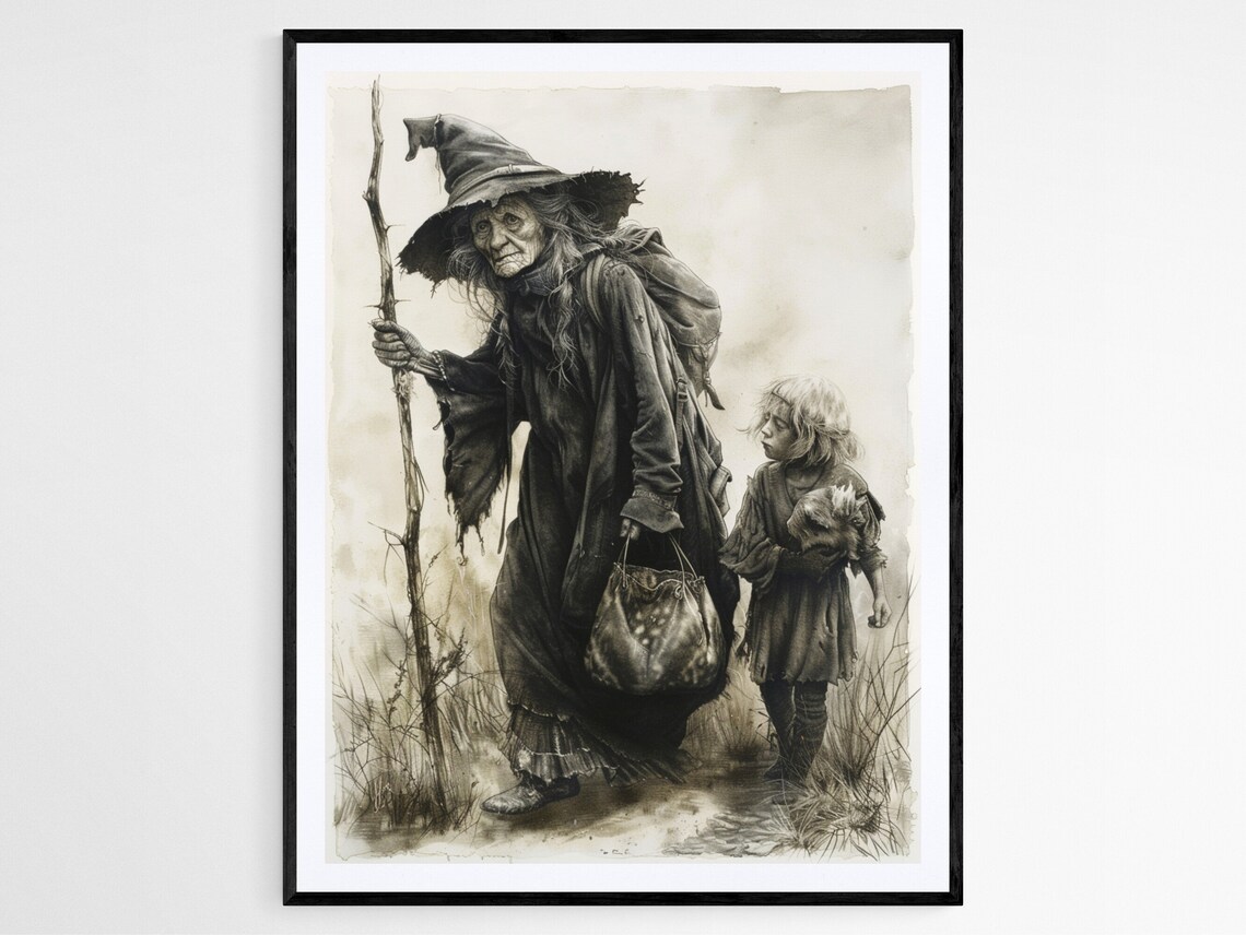 Enchanted Baba Yaga Poster Vibrant Witch Of The Woods Artwork Home Accent Mythology Lovers Gift