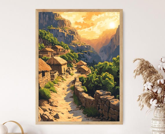 Sukur Kingdom Art Print Nigerian Unesco Heritage Mountain Village Scene