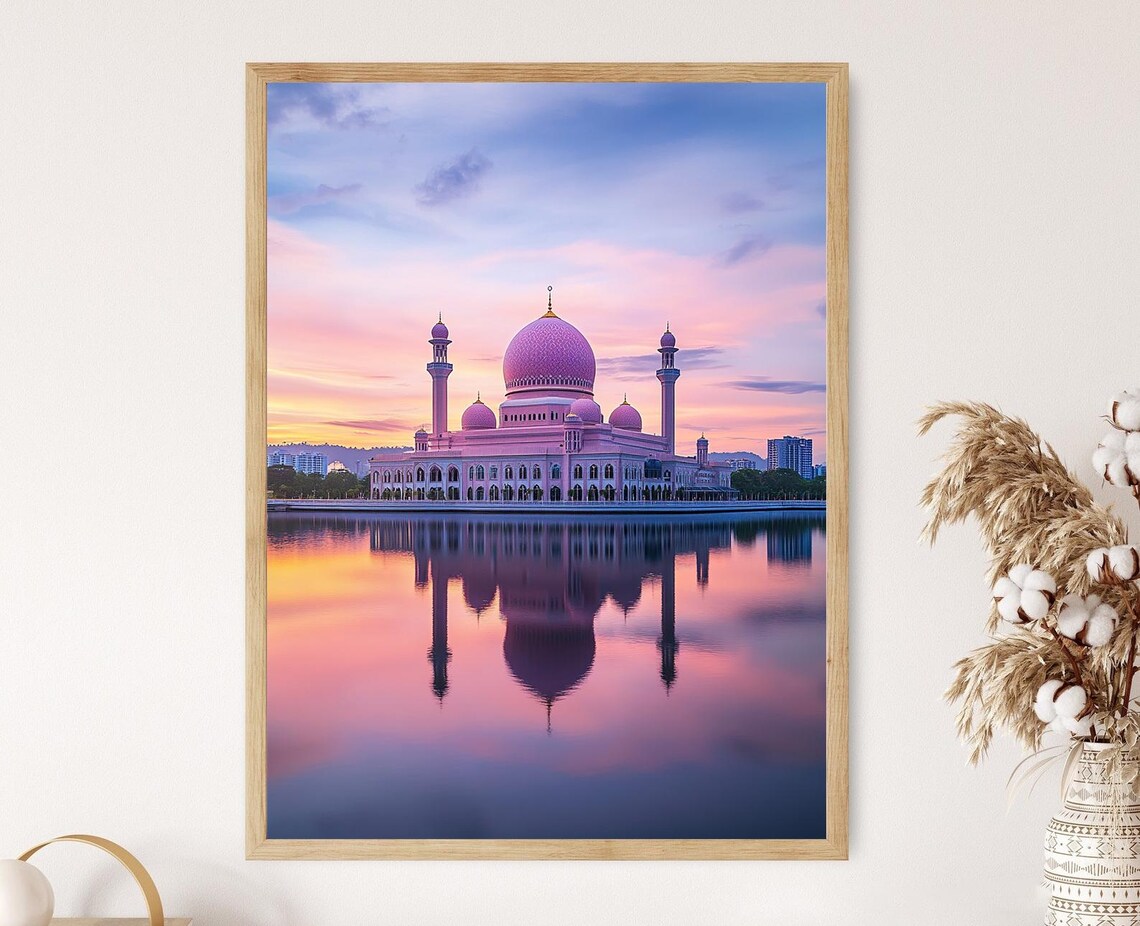 Putrajaya Malaysia, Putra Mosque Sunset Lake Scene