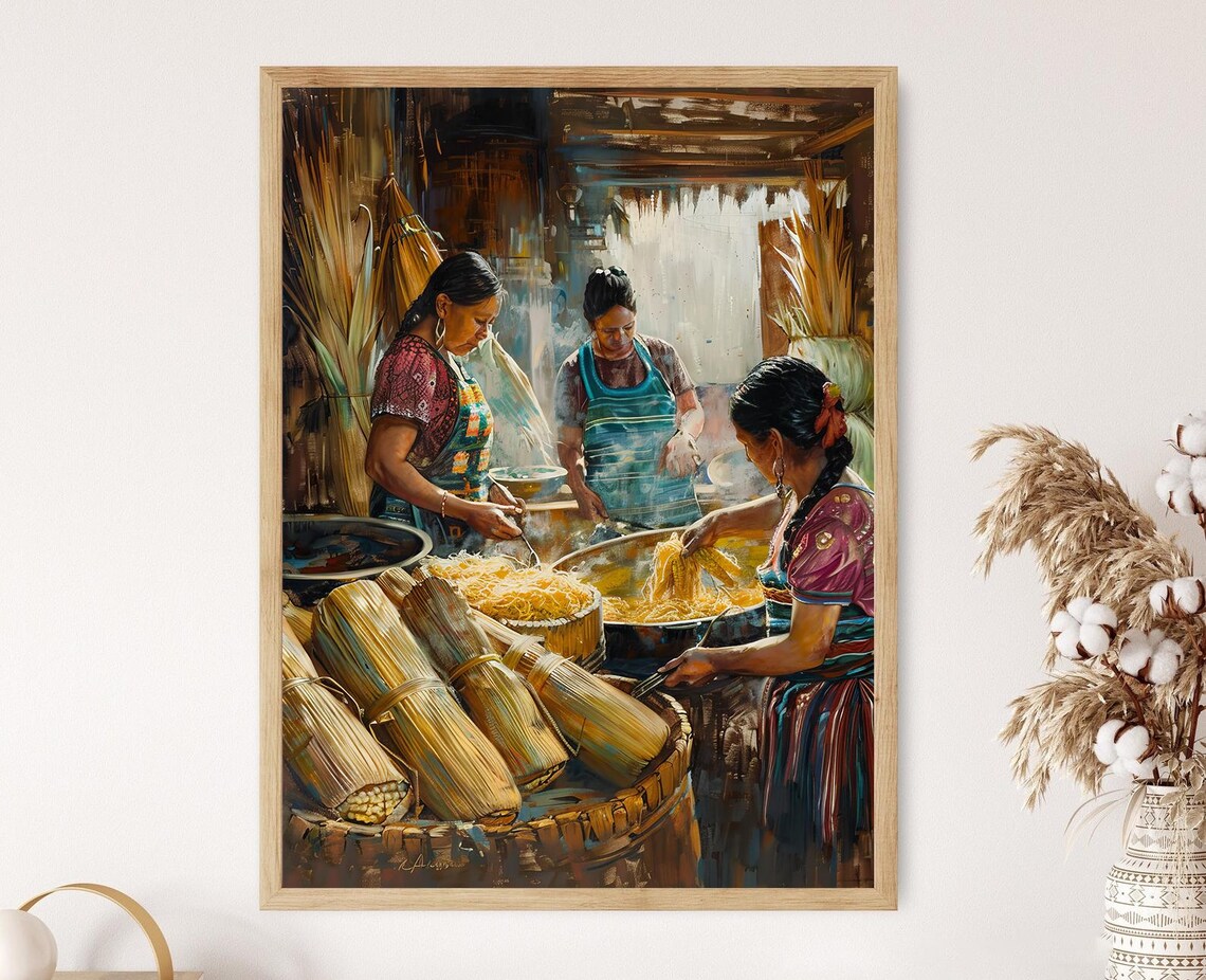Guatemalan Tamale Preparation, Indigenous Women Art Print