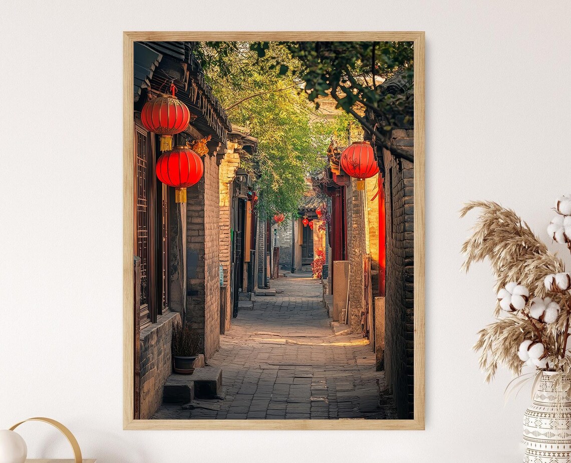 Beijing Hutongs Travel Poster, Courtyard Houses
