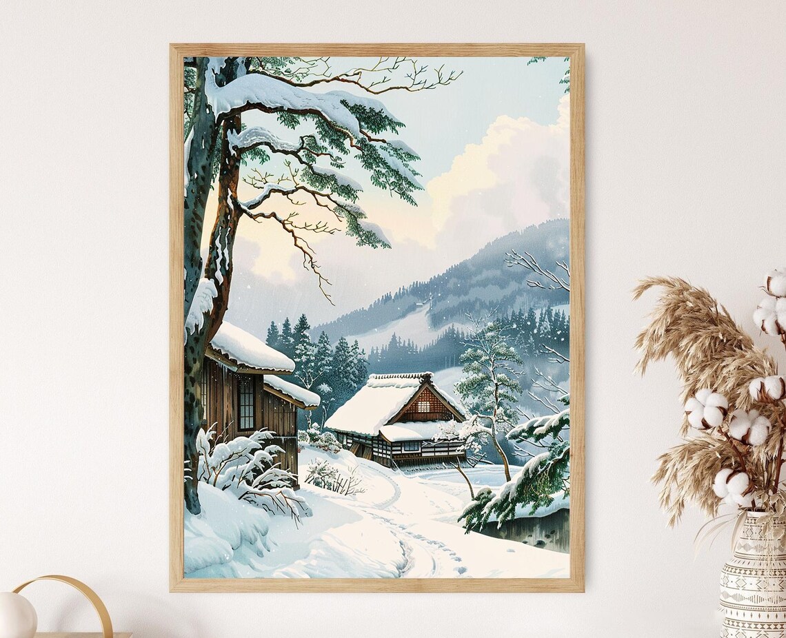 Tranquil Snow-Covered Landscape, Toshi Yoshida Style