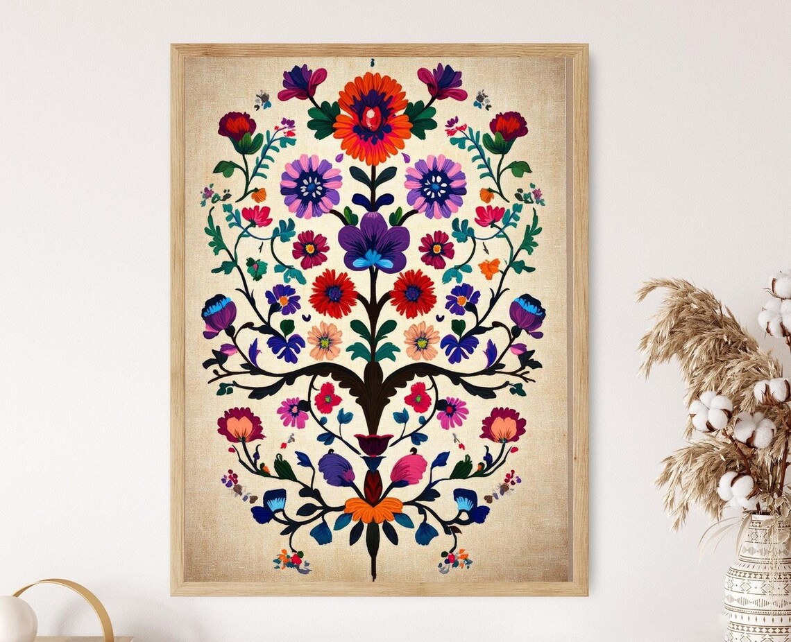 Hungarian Embroidery Traditional Folk Motifs Art Print