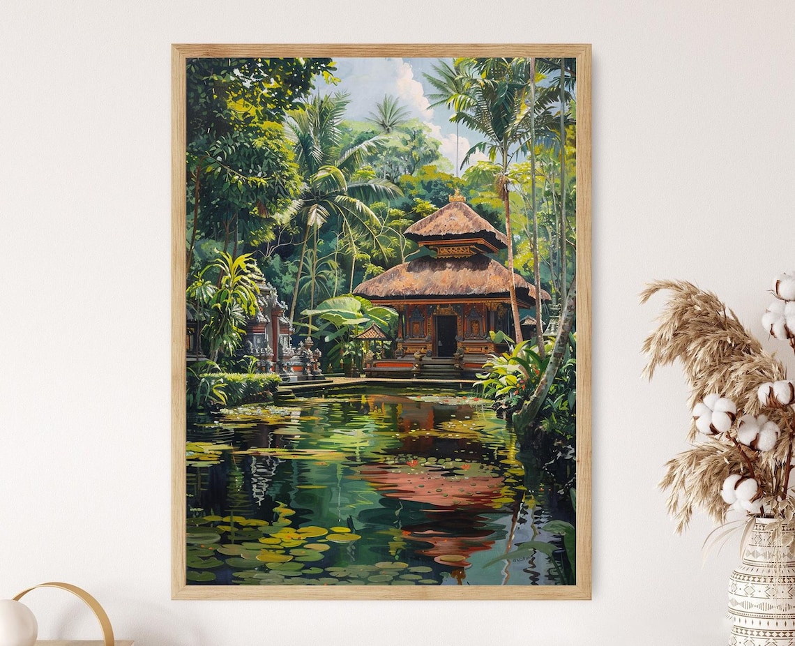 Balinese Temple Art Print, Spiritual Wall Decor