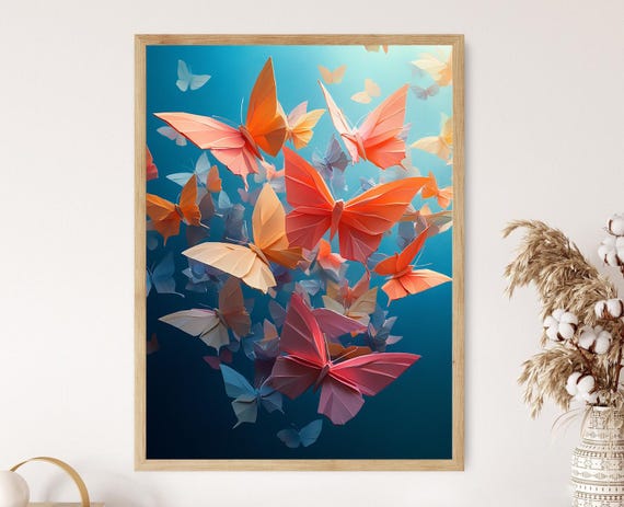Origami Butterfly Art Print Japanese Paper Folding Craft