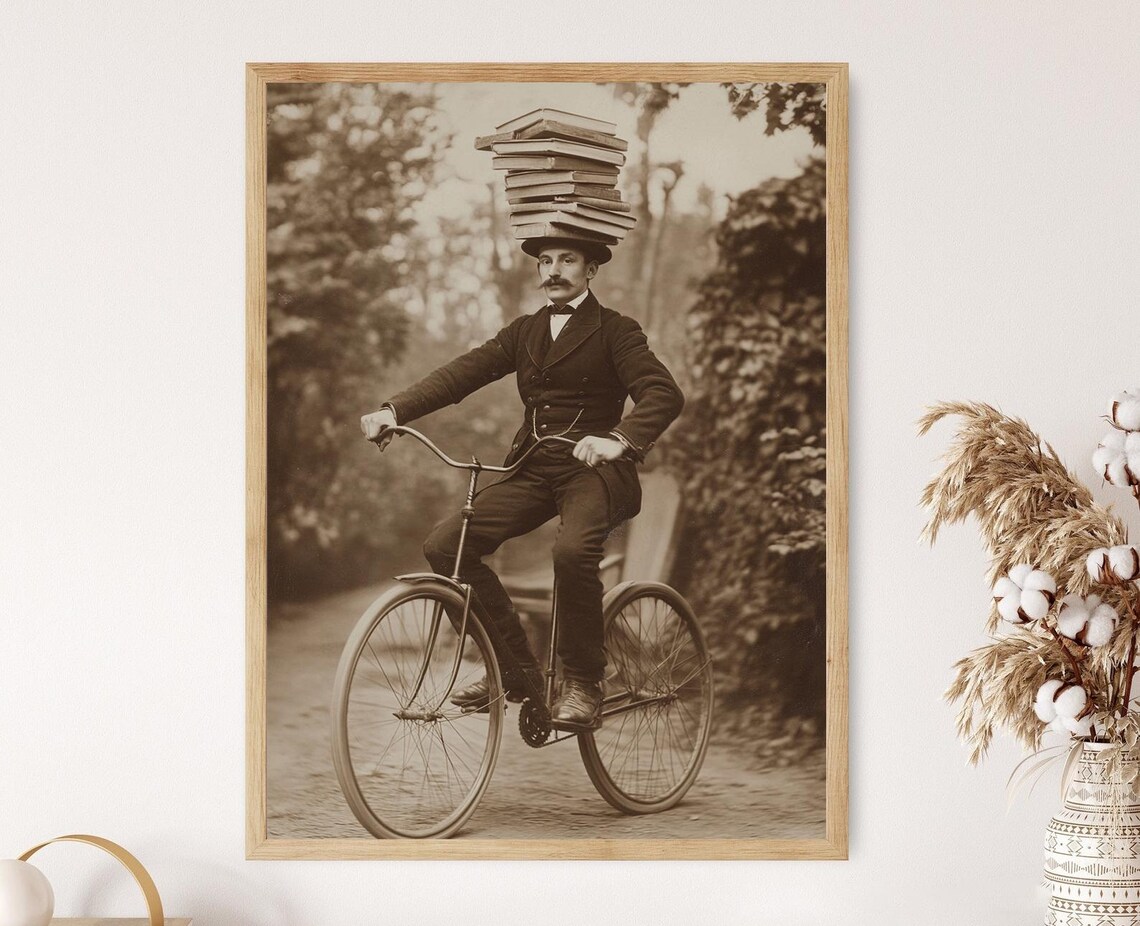 Victorian Unicycle Balancing Act, Funny Vintage Scene
