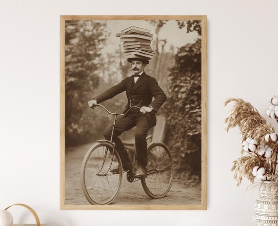 Victorian Unicycle Balancing Act, Funny Vintage Scene