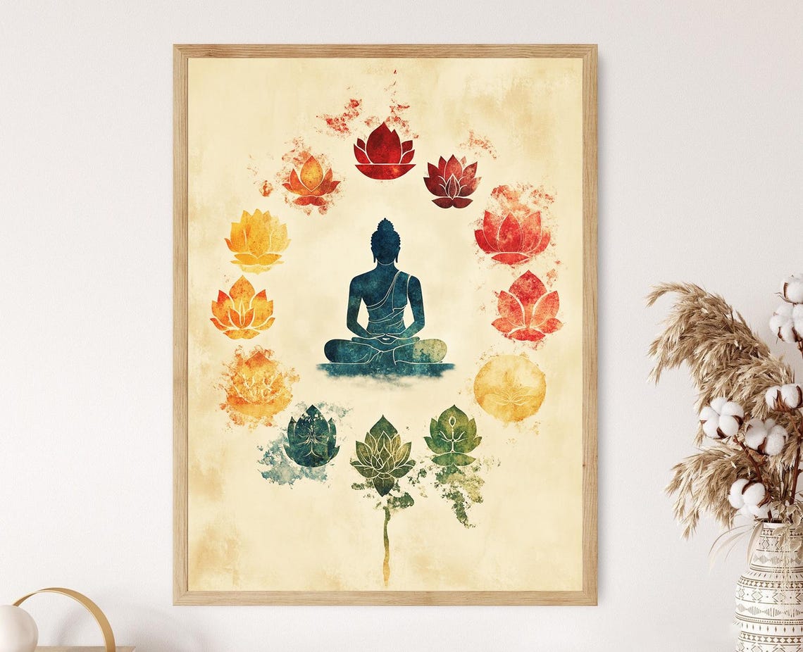 Eightfold Path Symbols Art Print Buddhist Wisdom Decor