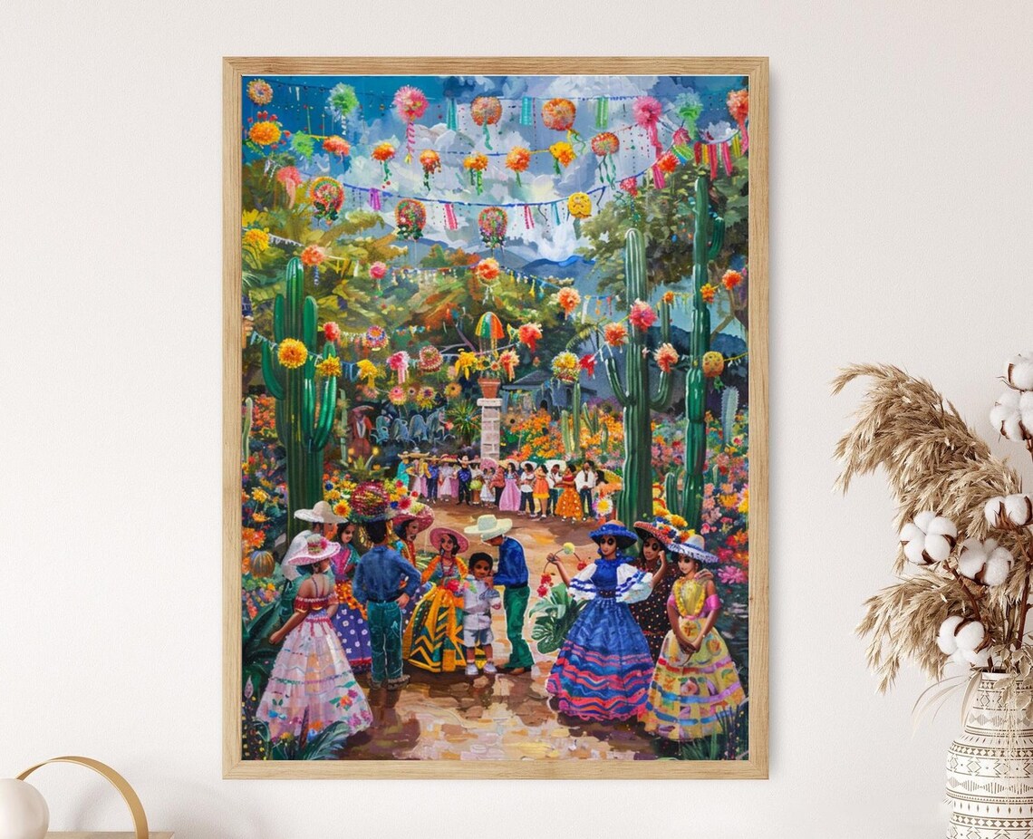 Colorful Pi f1ata, Mexican Festival Inspired Art Print