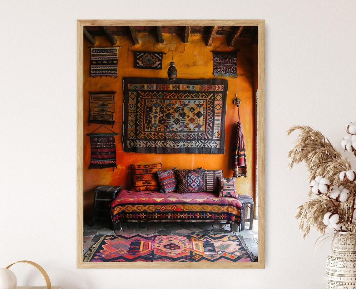 Traditional Mexican Rug, Intricate Designs Art Print