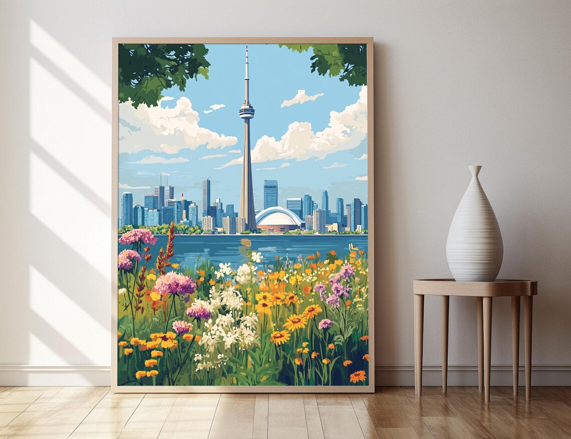 CN Tower Art Print, Toronto Skyline and Lake Ontario