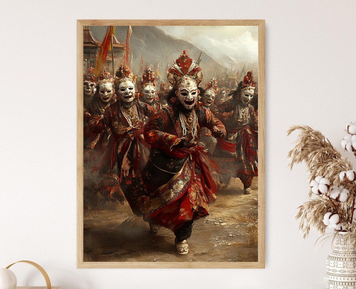 Nepali Masked Dance, Traditional Festival Celebration Art Print