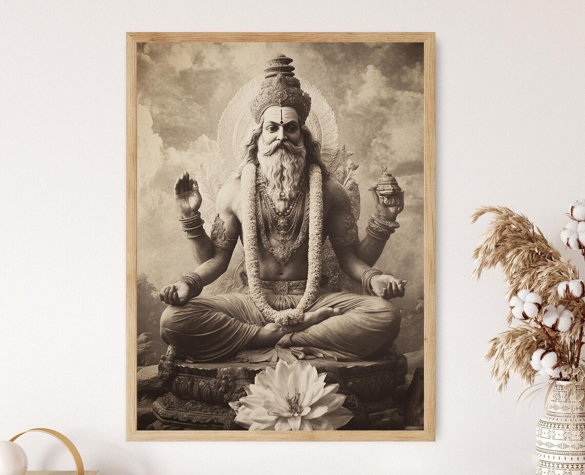 Lord Brahma Hindu Deity Spiritual Art Print