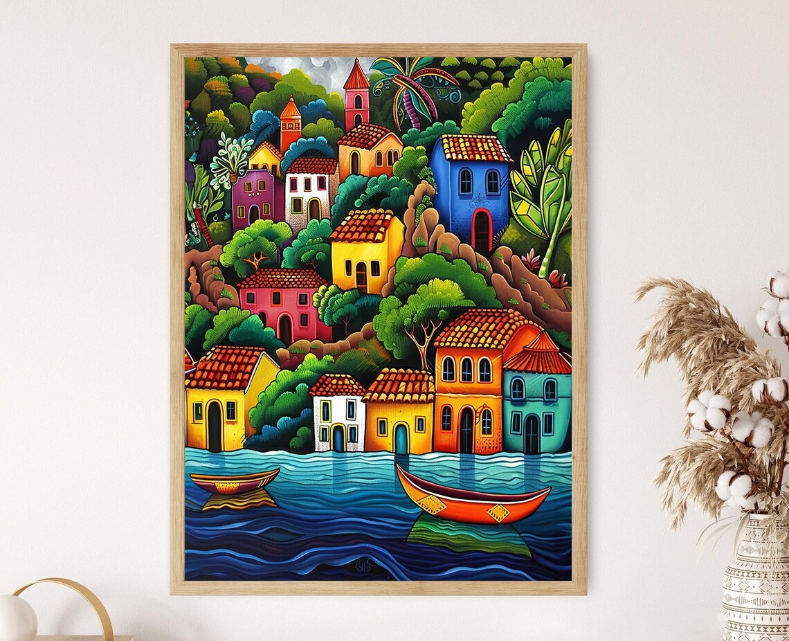 Mexican Coastal Village Folklore Poster Art Print