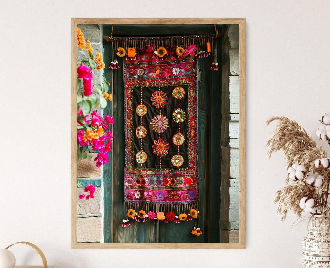 Toran Indian Art Print Colorful Ethnic Wall Decor Living Room Aesthetics Unique Gift Idea
