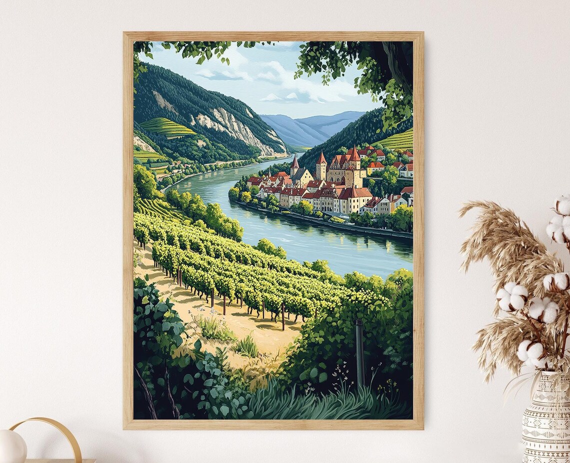 Wachau Valley Danube River Vineyard Landscape Art Print