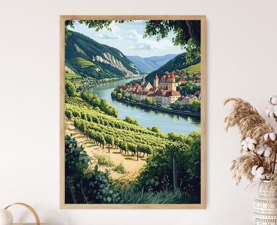 Wachau Valley Danube River Vineyard Landscape Art Print