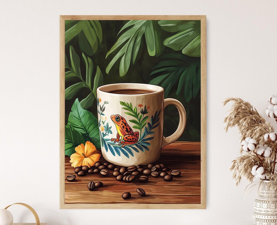 Puerto Rican Coquí Mug Art Print, Caribbean Kitchen
