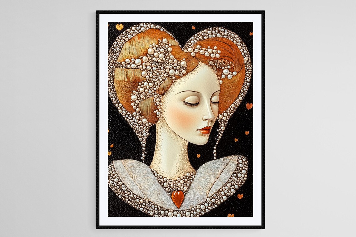 Pearl Adorned Portrait, Romantic Renaissance Decor