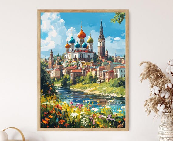 Kazan Kremlin Art Print Colorful Domes And Kazanka River