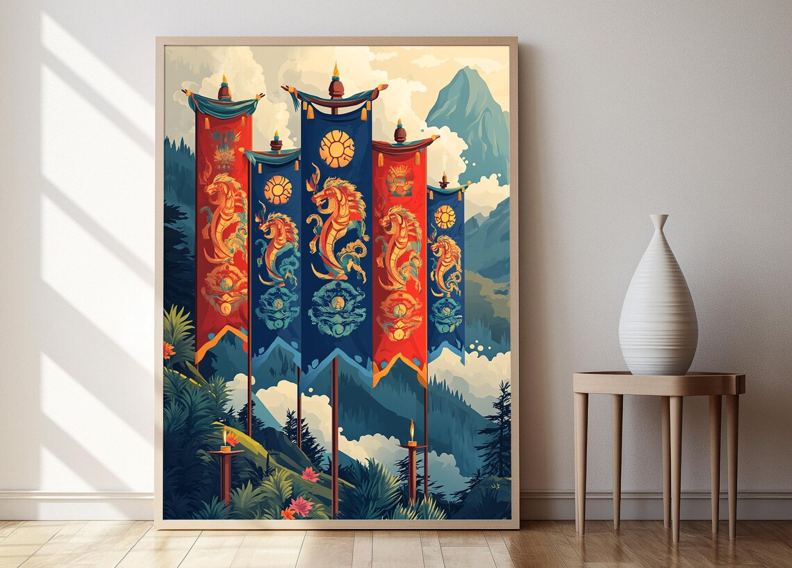 Tibetan Wind Horse Flag Folklore Prayer Ornament