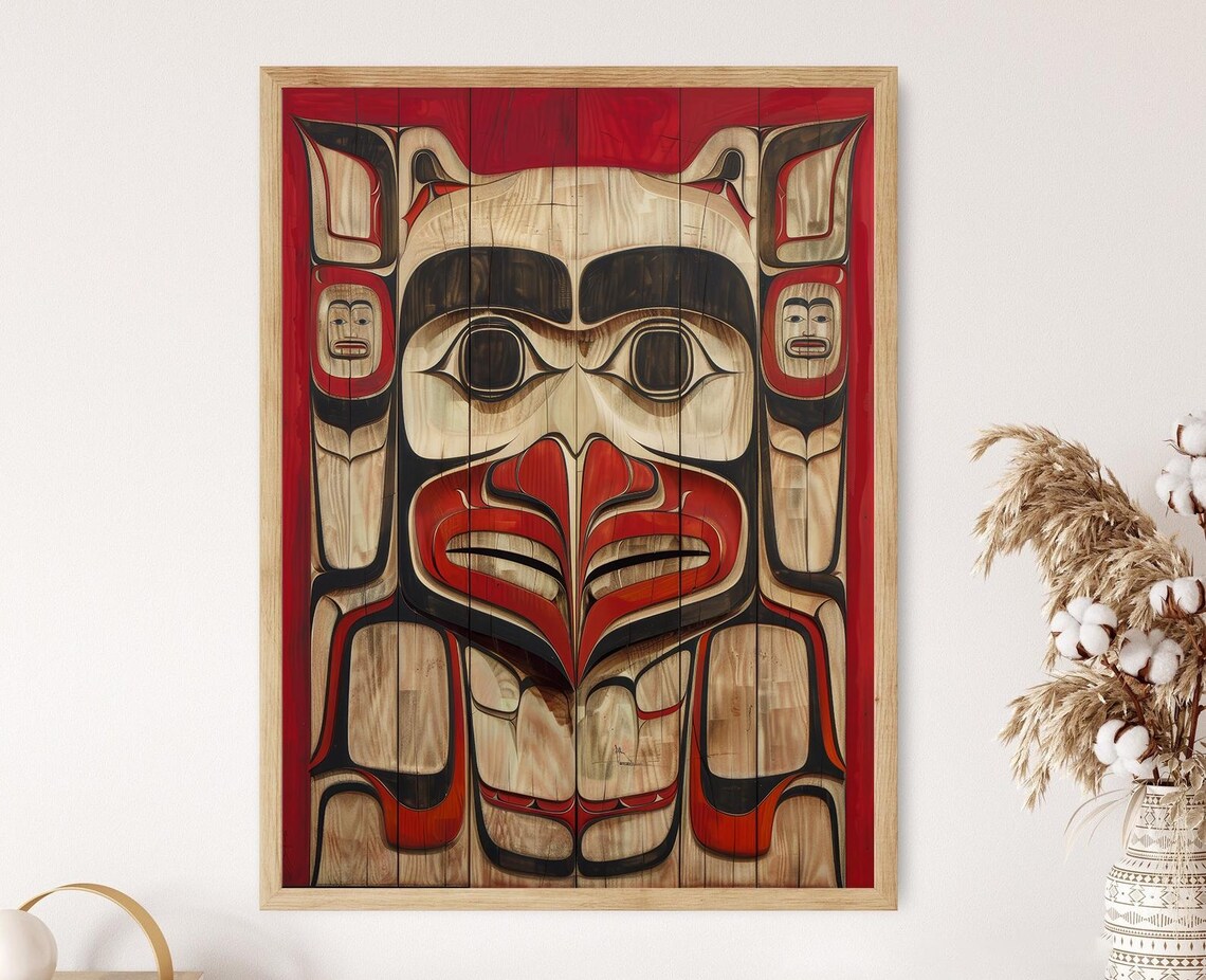 Traditional Haida Totem Art Print, Cultural Heritage