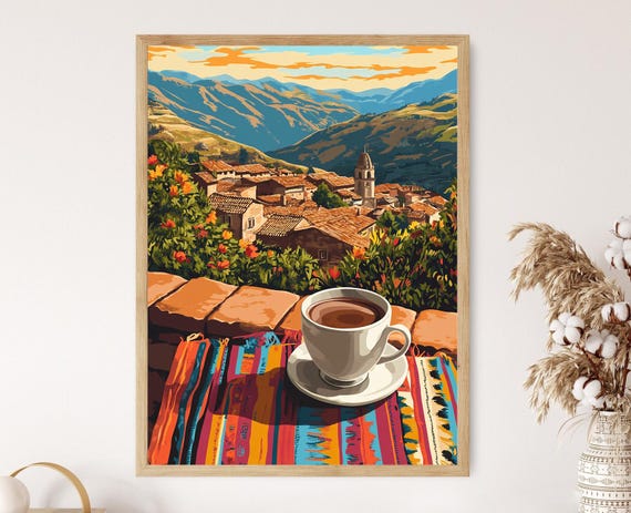 Hot Chocolate In Cusco, Andean Textiles Art Print