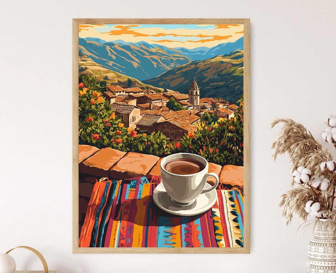 Hot Chocolate In Cusco, Andean Textiles Art Print