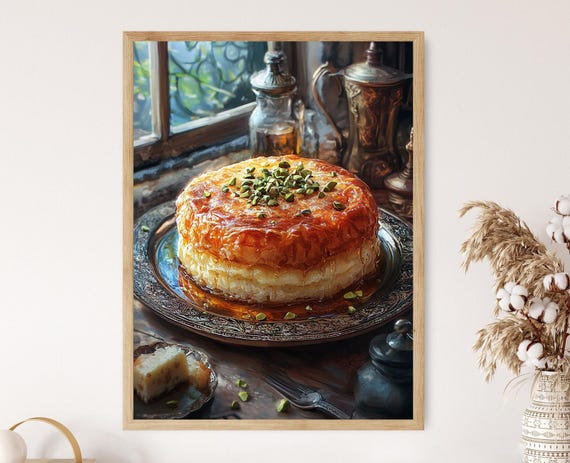 Kunefe Art Print Sweet Cheese Pastry With Pistachio Topping