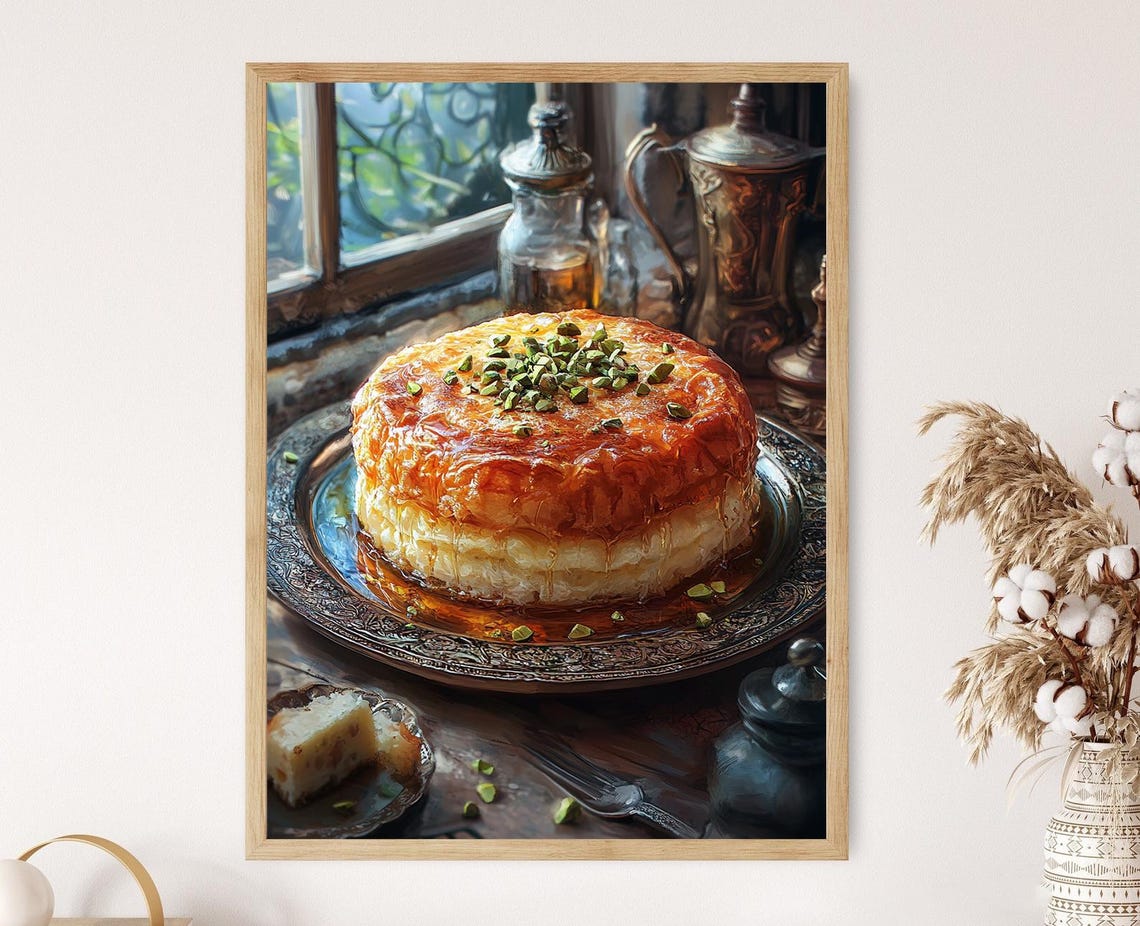 Kunefe Art Print Sweet Cheese Pastry With Pistachio Topping