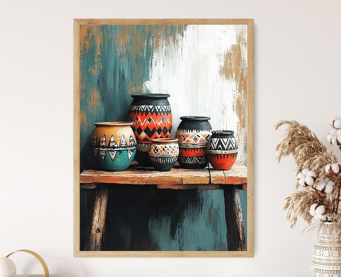 Nigerian Clay Pot Art Print Traditional African Pottery