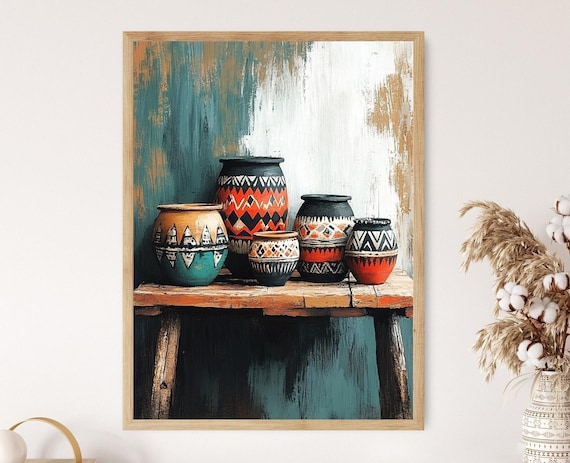 Nigerian Clay Pot Art Print Traditional African Pottery