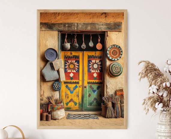 Sudanese Storefront Art Print Traditional Nubian Design African Market Decor