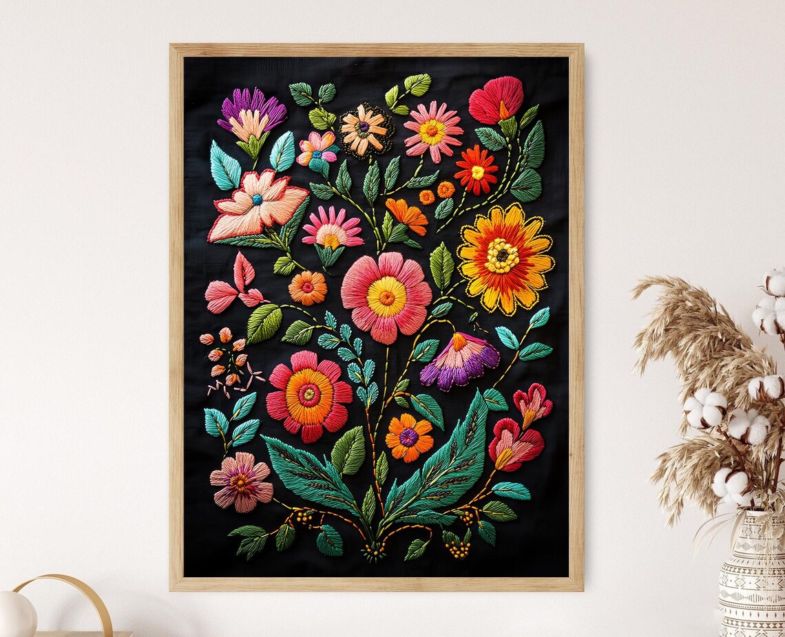 Estonian Muhu Folk Decor Poster Print, Traditional