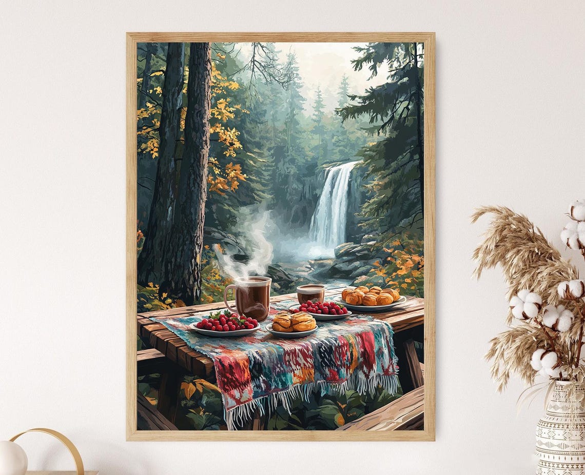 Valle De Bravo Picnic Art Print Mexican Forest Scene Mexican Restaurant Decor