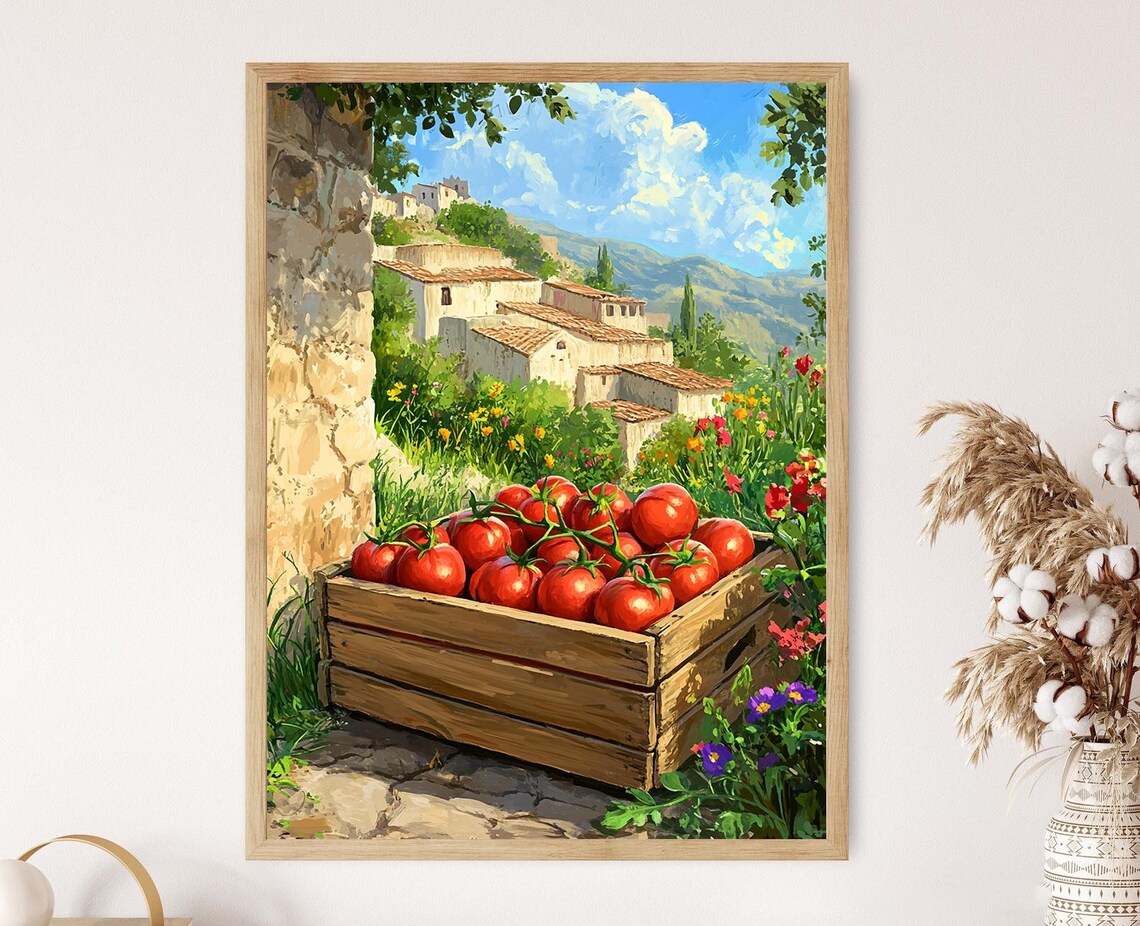 Veracruz Tomato Crate Art Print Rustic Mexican Farm Scene