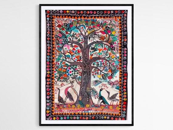 Madhubani Indian Art Print Exquisite Hand Painted Replica