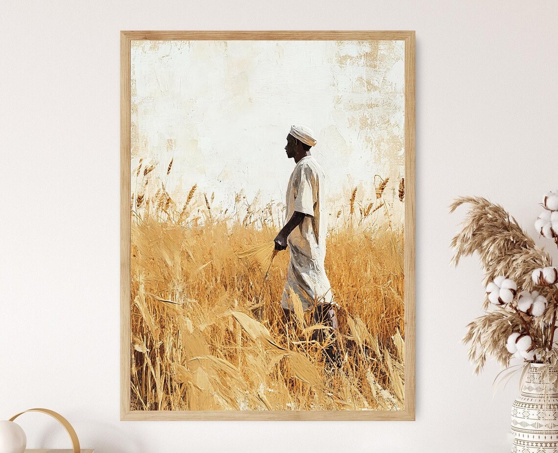 Sudanese Farmer Art Print, African Cultural Artwork