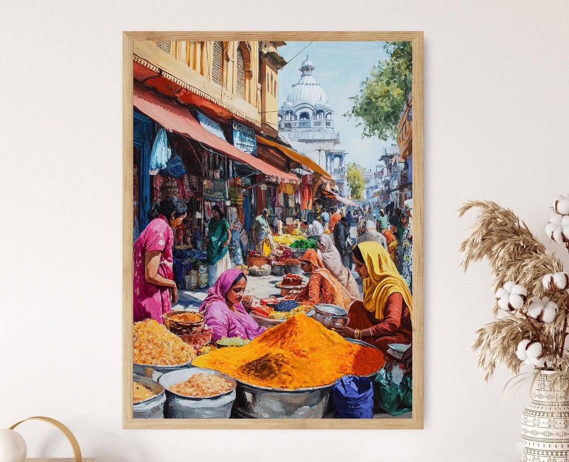 Amritsar Punjabi Market, Colorful Market Art Print