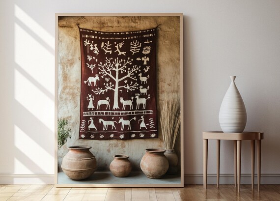 Warli Tapestry Fine Print Tribal Art Decor Poster