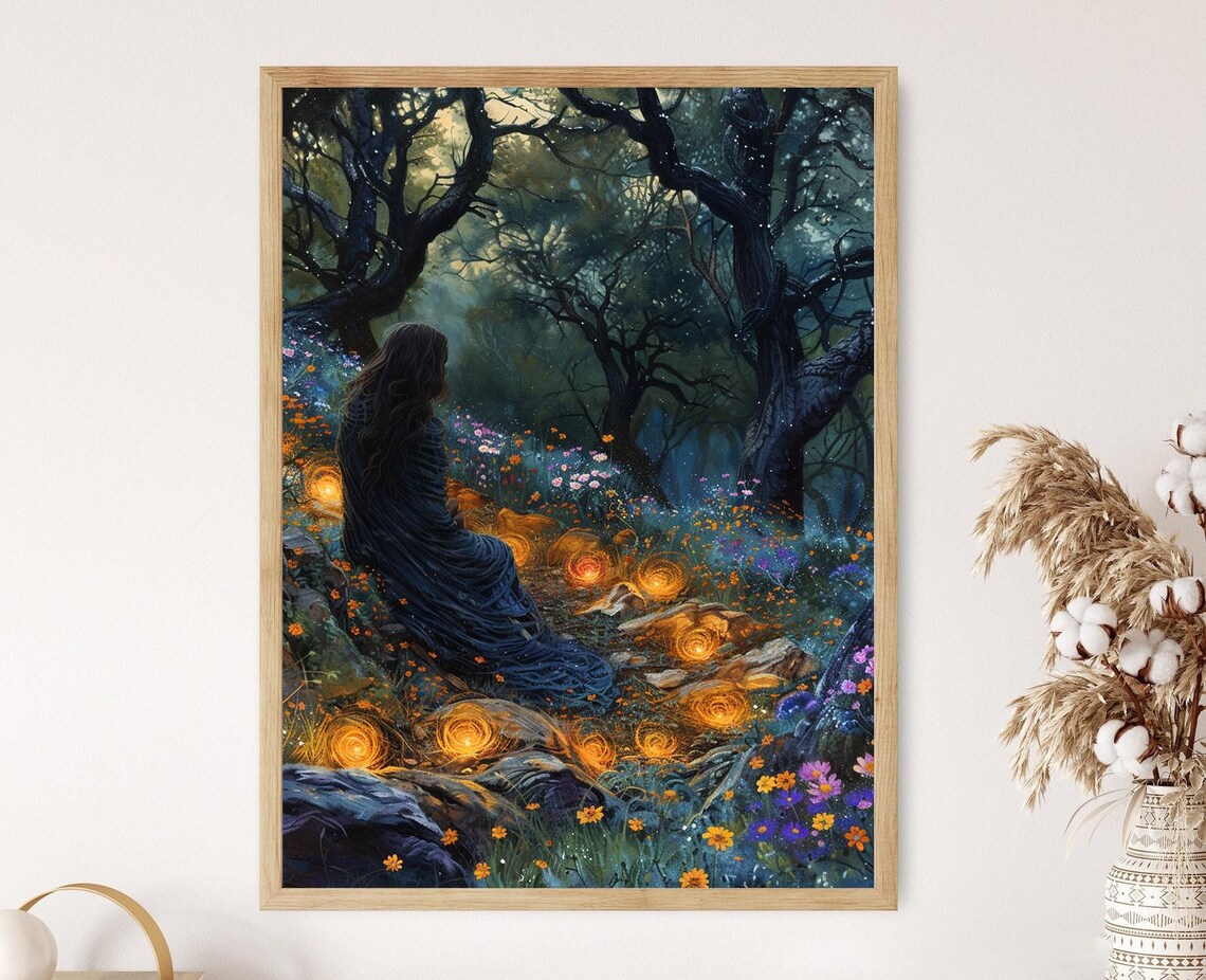 Wicca Ritual Painting, Mystical Forest Setting