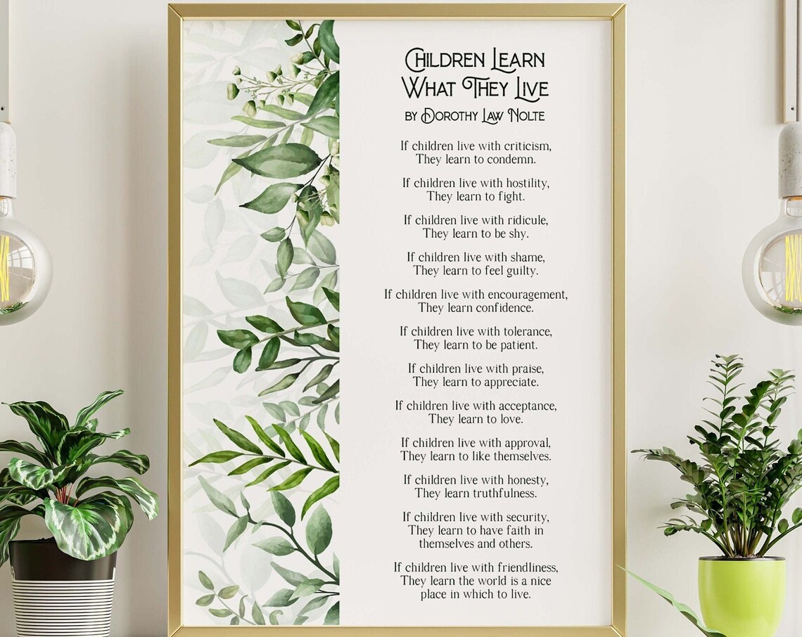 Children Learn What They Live Poem Art Print