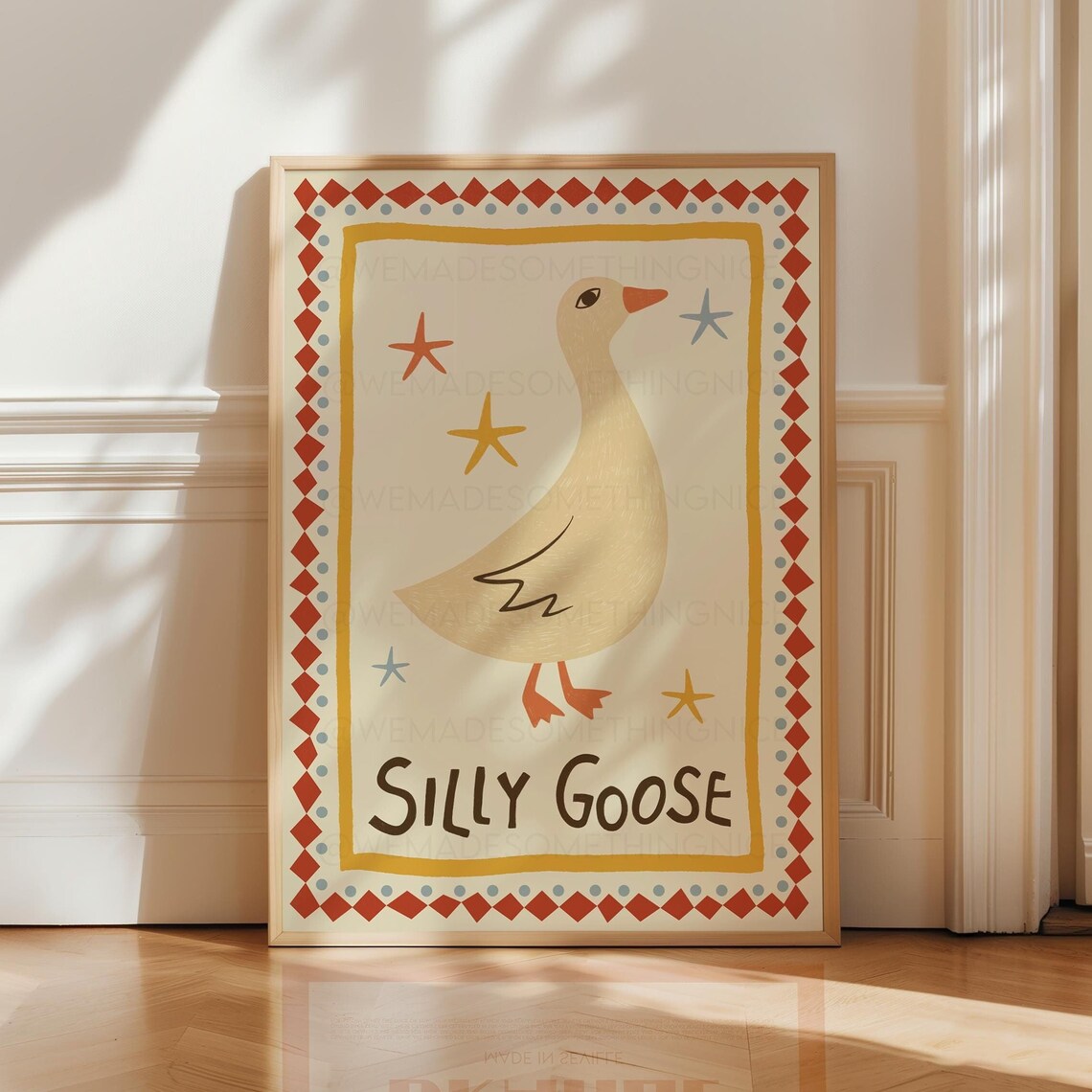 Silly Goose Retro Nursery Wall Art Print