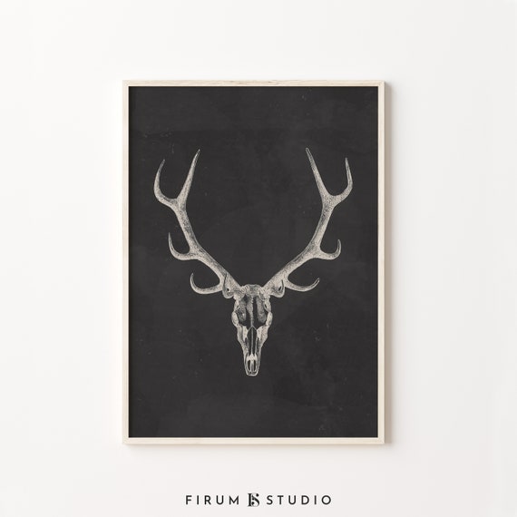 Skull Wall Art Spooky Art Print Halloween Diy Halloween Decor Dark Academia Decor Moody Wall Art